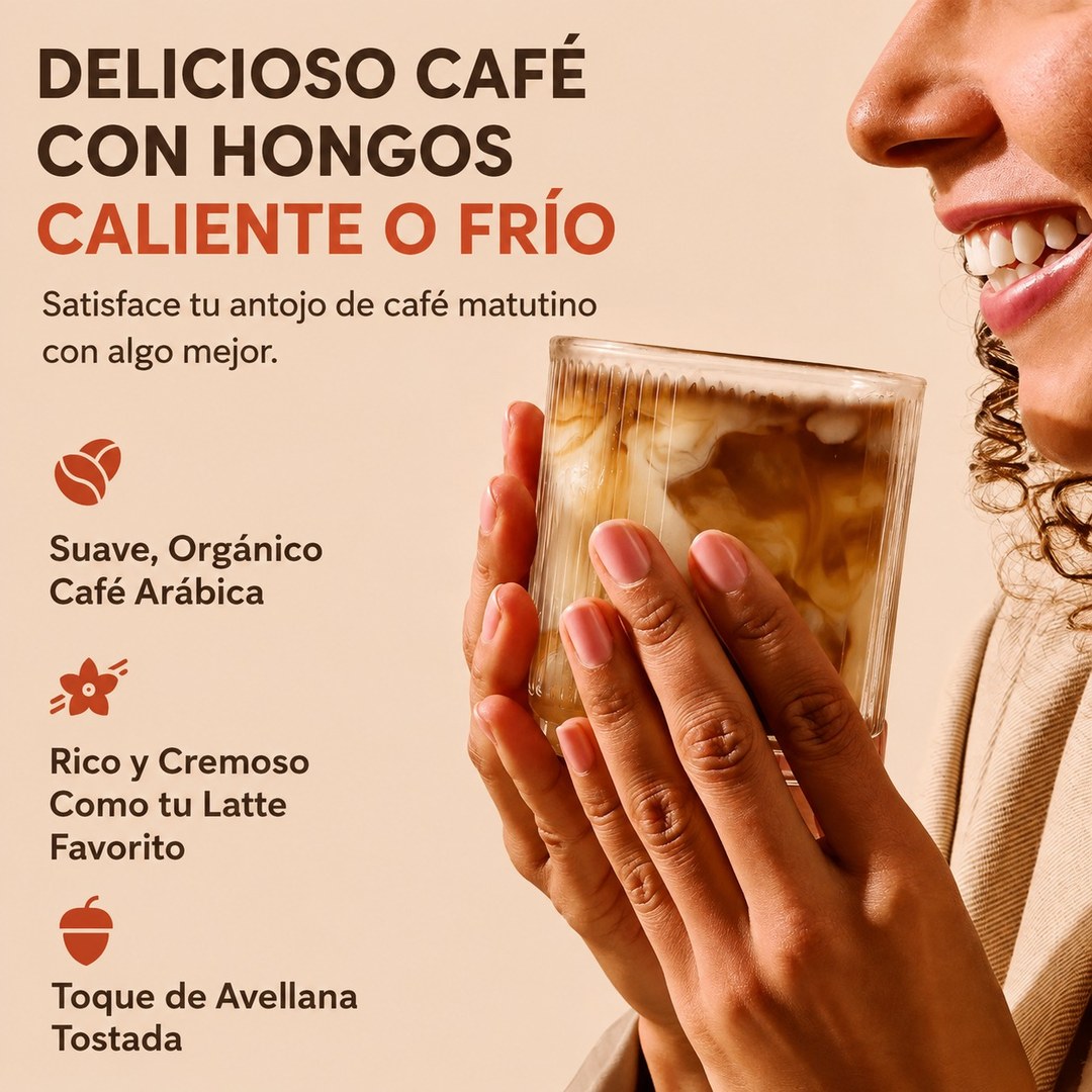 Delicioso cafe con hongos, caliente o frio