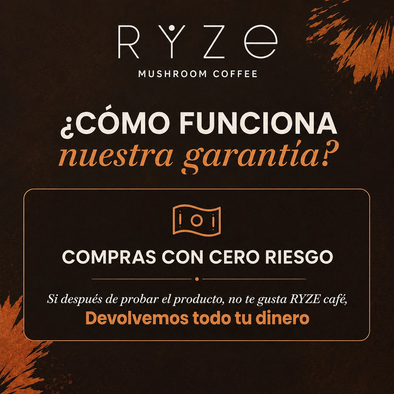 Garantía RYZE: compras con cero riesgo. Si después de probar el producto no te gusta, devolvemos todo tu dinero.